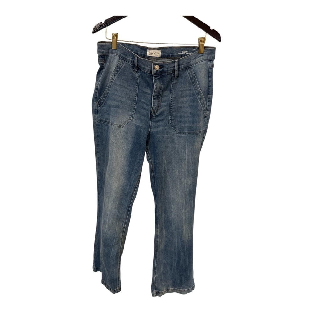 Nicole Miller SOHO High Rise Bootcut Jeans Size 14 Utility Pocket Denim
